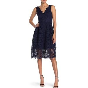 NWT Astr Navy Blue Lace Midi Dress SZ SMALL